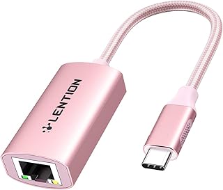 LENTION USB C to Gigabit Ethernet Adapter, 1000M RJ45 Wired LAN Network Converter Compatible 2023-2016 MacBook Pro 13/15/16, New iPad Pro/Mac Air/Surface, Chromebook, More (CB-CU604, Rose Gold)