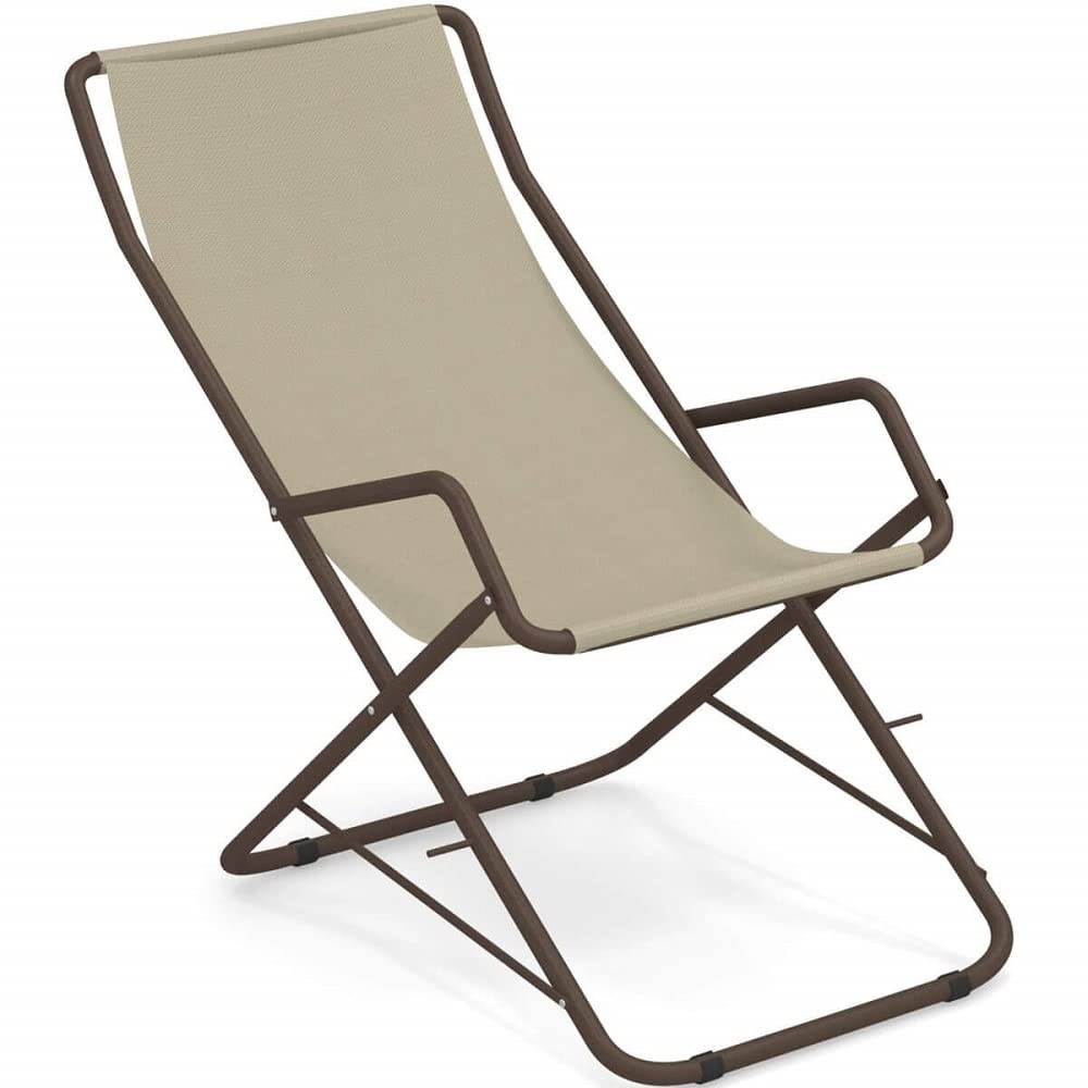 Emu Bahama Sdraio Oscillante Pieghevole Art. 170 Colore Marrone d'India 41 Telo in Textilene Colore Beige