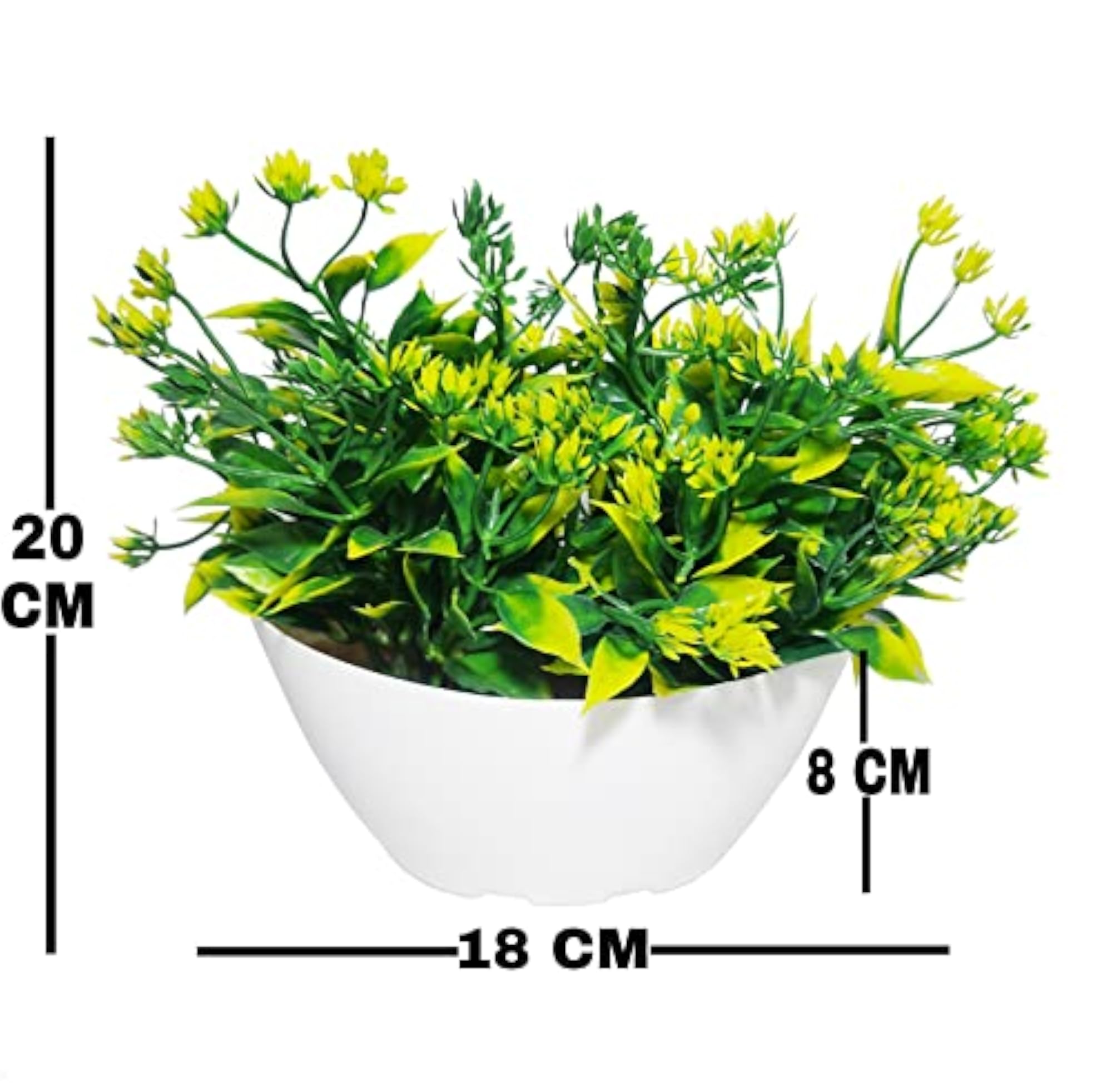 Artificial Plants with Fully Loaded Leaves in a Pot, Green