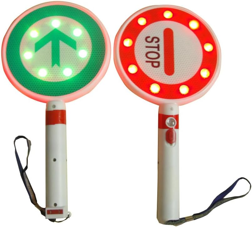 Two-Way Rechargeable Handheld LED Traffic Sign Stop Light Lamp Car Indicator Warning Sign, Night Signal Light for Airport,Parking Directing