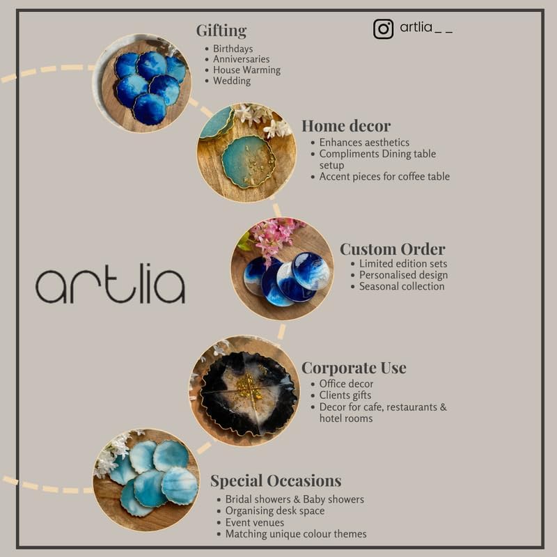 Artlia Premium Resin Art Silicone Mould | Epoxy Mould for DIY Crafts and Jewellery | Round Circle Coaster Silicone Moulds | Multipurpose Art and Craft Making Durable Mold (Pack of 4) 4