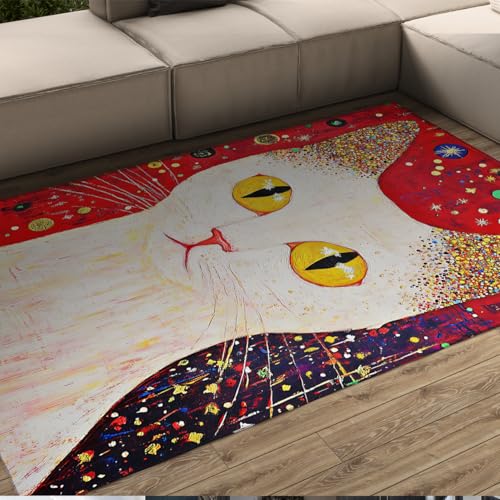 Tapis doux chat blanc lavable pour protéger et décorer le sol du salon