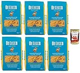 De Cecco Pennette Lisce n°140 - Pasta 6 x 500 g | Secado lento | Sémola de trigo duro de alta calidad | Horneado 11 min (al diente 9) | Ideal salsas de tomate & pesto + Italian Gourmet polpa 400 g