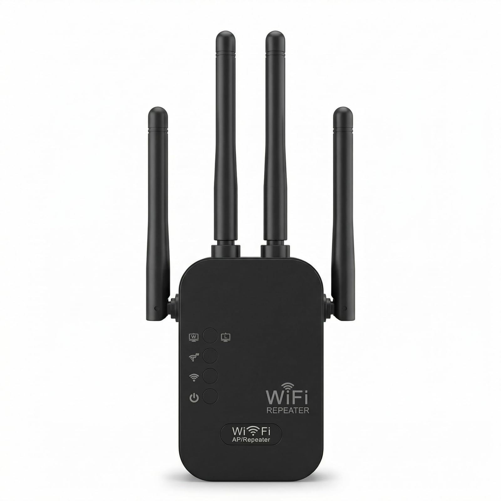 WiFi Repeater, WiFi Signal Amplifier 1200Mbps Double Band Repeater 5G/2.4GHz WiFi Amplifier Extender Signal Repeater with 4 Antenna Suitable for Office Home (Black)
