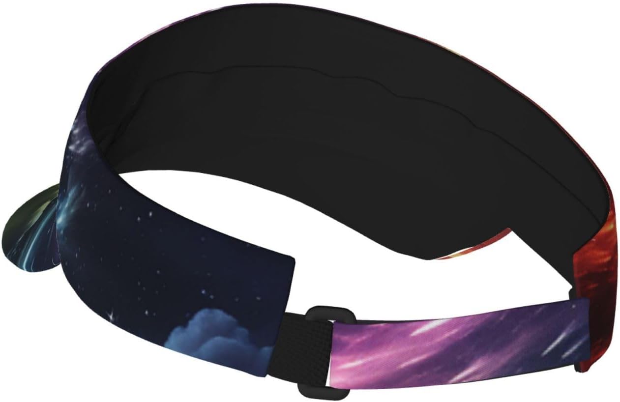 Rainbow Sky and Moon Sports Sun Visor for Men Women Adjustable Empty Top Baseball Cap Outdoor Golf Running Sun Caps