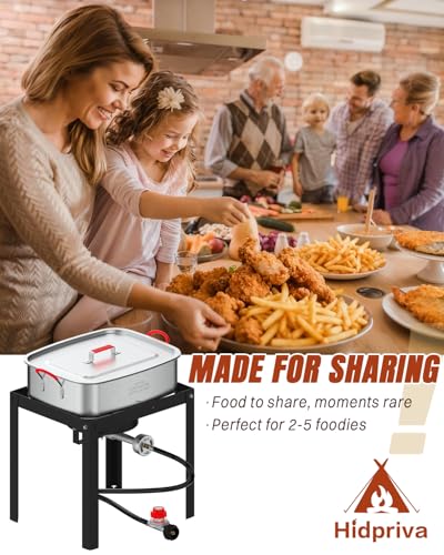 Image of 18QT Propane Fish Fryer 18QT Basket, 55,000 BTU Propane Burner, Outdoor Fryer Pot with Cover, Lid, Thermometer & Tongs, CSA Approved, Ideal for Fish, Fries & Wings