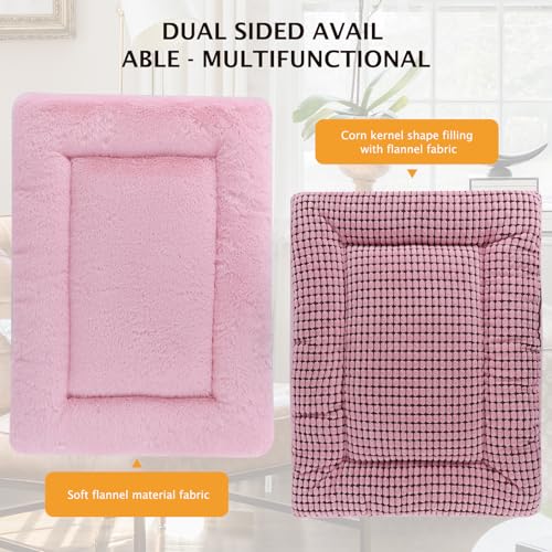 PET SPPTIES Hundebett Weiches und Warmes Matten Hundekissen Waschbarn kuschelig Umkehrbar Haustier Sofakissen PS085 (90X70 cm, Rosa)