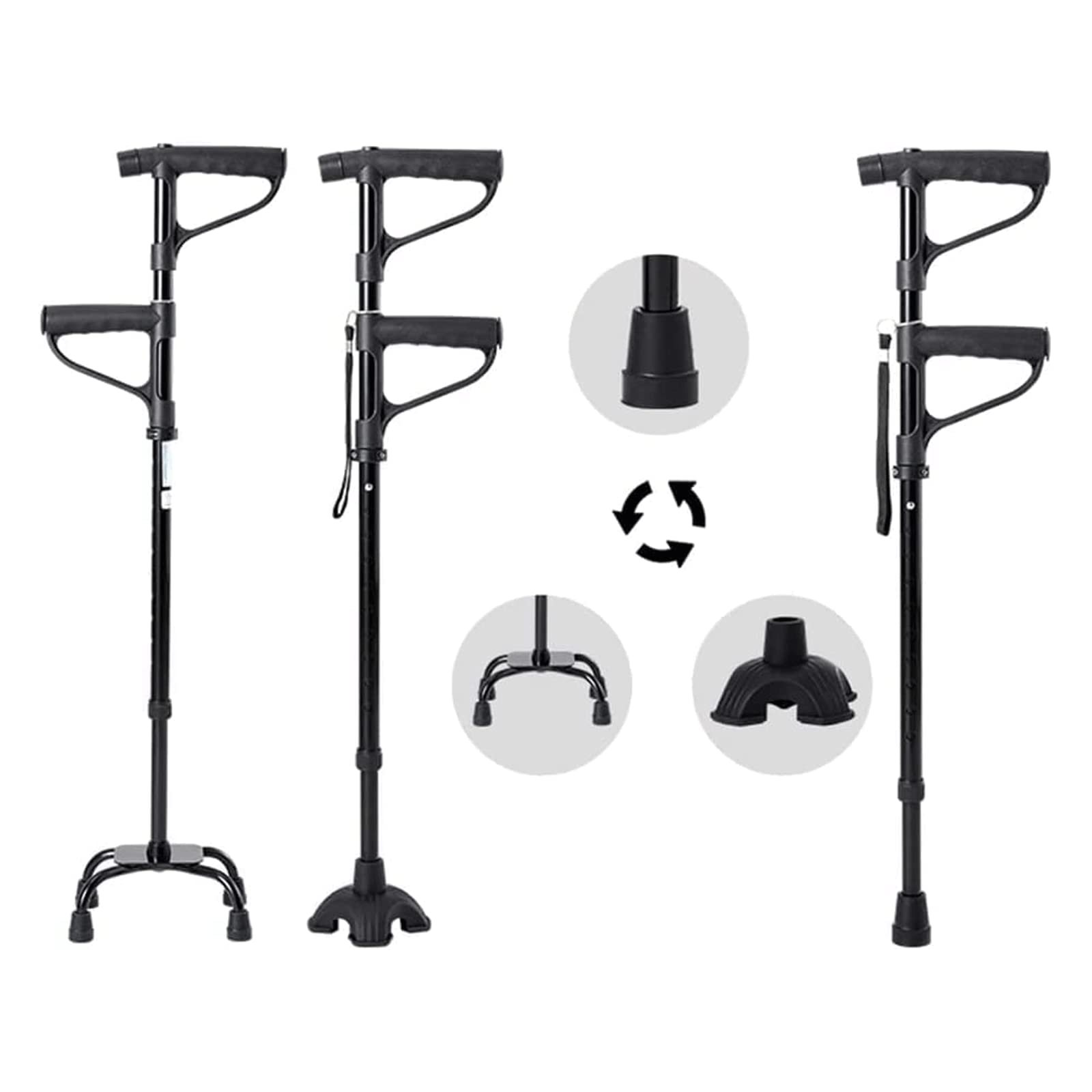 PAASHE Muletas portátiles, Bastones telescópicos de Aluminio Plegables con luz Led, Bastones para Caminar, bastón para Caminar en el antebrazo para Adultos