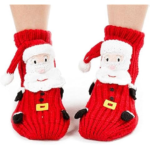 Field4U® Kids' 3D Christmas Santa Knit Slipper Socks With Non-Skid Soles Christmas Gift … Cover