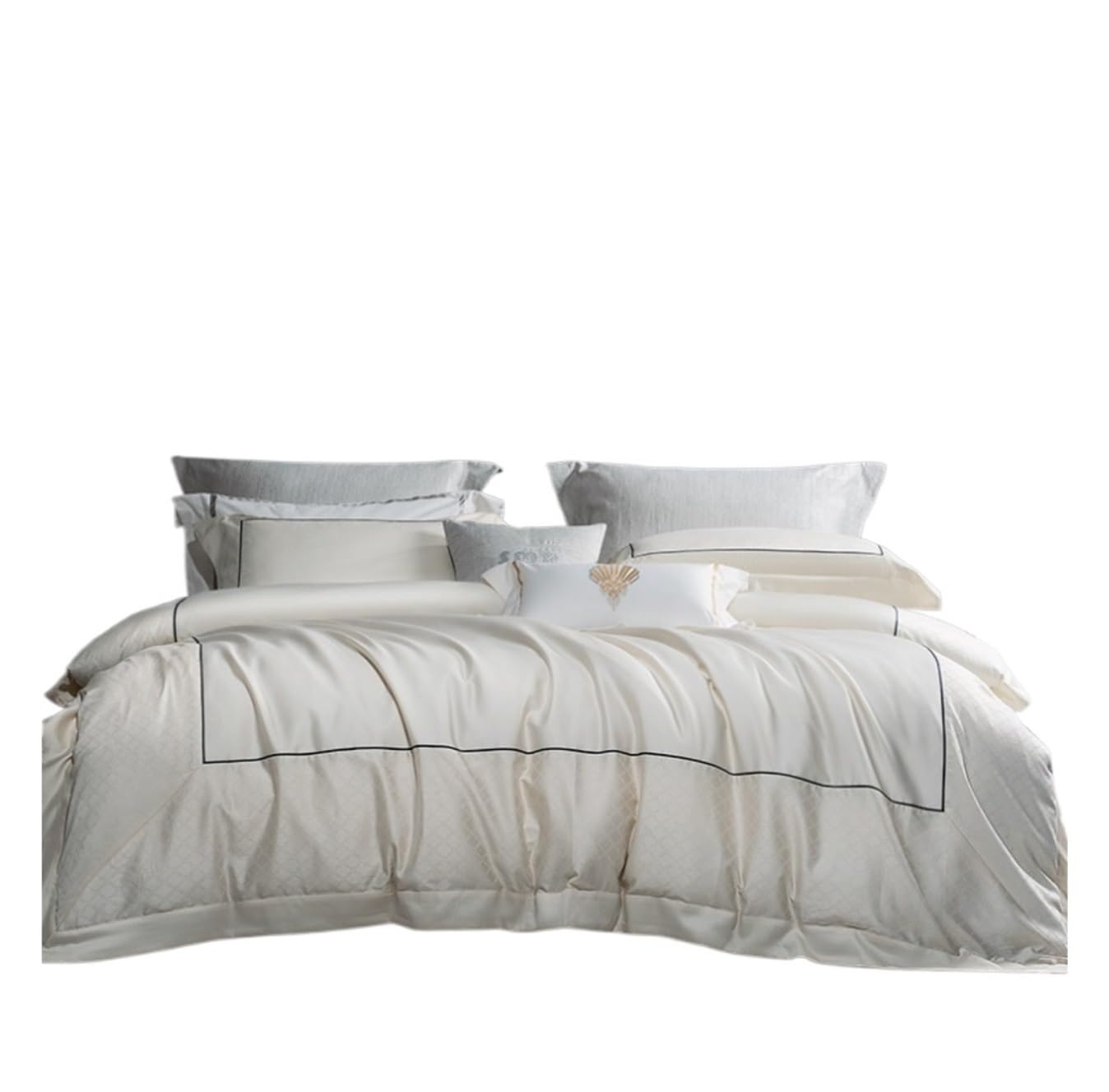 Sbcgfy Roze Bed Sheet Set Bedding Sheet Set Luxury Long Staple Cotton Jacquard Four-Piece Set Sateen Bedding Quilt Cover Exquisite Bedding Set Sheet Sets,-1.8/2M Bed