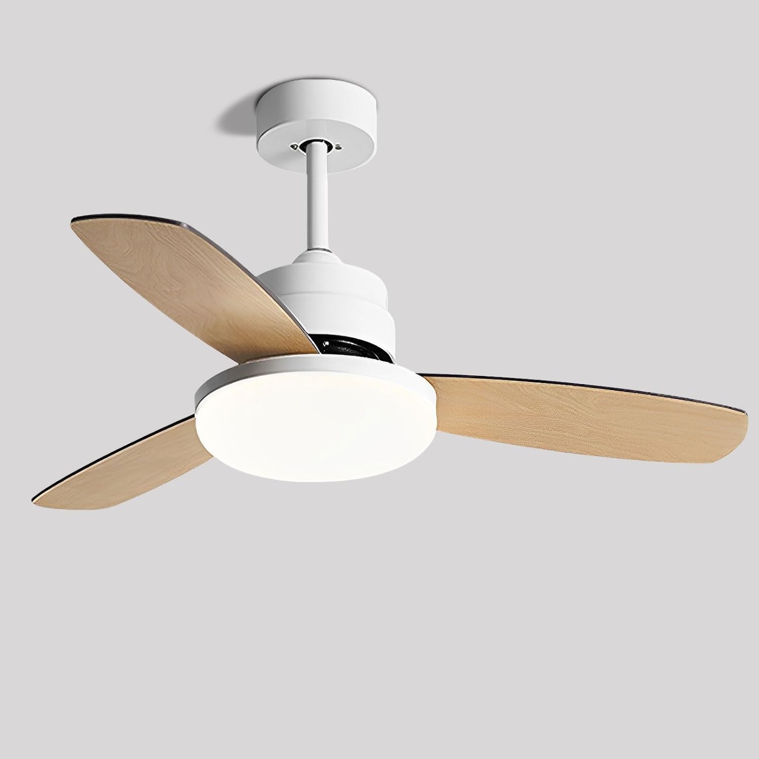 Indoor Quiet Ceiling Fans with Lights and Remote Dimmable LED Ceiling Fan Light Modern Indoor Ceiling Fans with DC Motor, 5 Plywood Blades for Bedroom Lounge Room Living Room