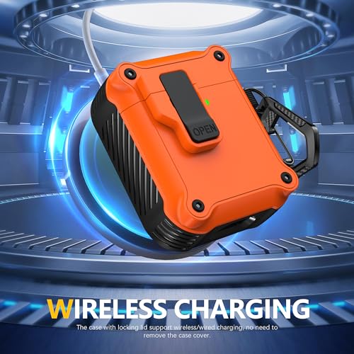 Image of RFUNGUANGO AirPods 2 Case with Lock Magnetic Lid, Orange