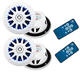 4 BOSS Audio MRGB65 6.5" 400W Boat Marine RGB LED Light Speakers White 2 Pairs