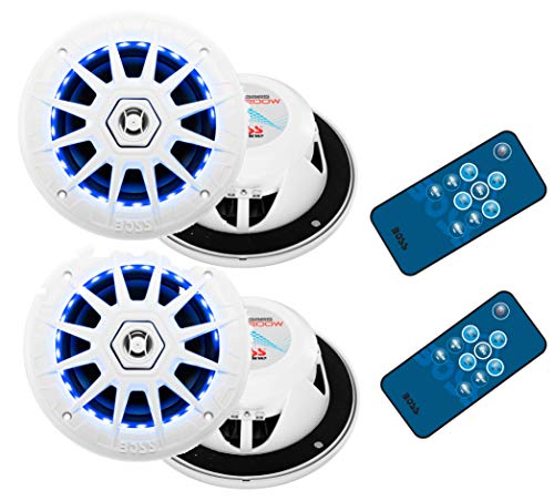 4 Boss Audio Mrgb65 6.5" 400W Boat Marine Rgb Led Light Speakers White 2 Pairs #TOP25