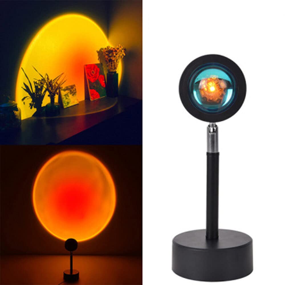 HaiMa Sunset Projection Lámpara Romantic Visual Night Light Proyector Simulante Luz del Sol LED Lámpara 180° Rotación Rainbow Floor Stand Modern Projection – Rainbow