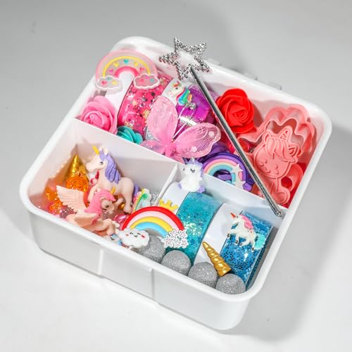 Playdough Kit Holiday Sensory Play Set with Non-Toxic Dough Santa Figures Tree Decorations & Festive Accessories Creative Play for Kids (Unicorn Playdough Kit)