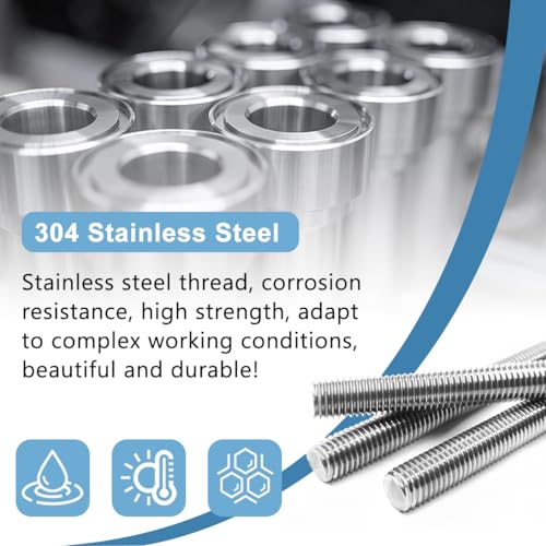 Drenky Gewindestangen M10x80mm Edelstahl A2 V2A Rostschutz mit metrischem Vollgewinde DIN976 Präzisionsstifte für Maschinenbau, Fahrzeugtechnik & Anlagenmontage, 5 Stück