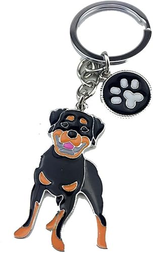 Llavero de metal, lindo llavero de metal para cachorros y perros pequeños, llavero para bolsa de automóvil, cadena de cumpleaños, ROTTWEILER