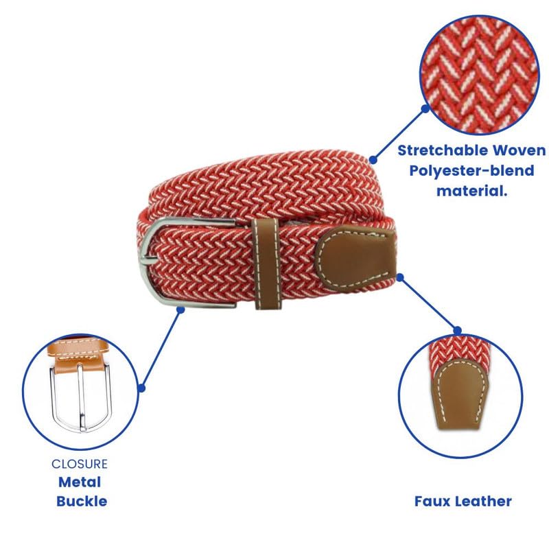 Image of The Tie Hub Unisex Stretchable Woven Fabric Belt | Adjustable, Hole-Free Design | Fits Up to 40 Inches Waist | Perfect for Casual & Formal Wear