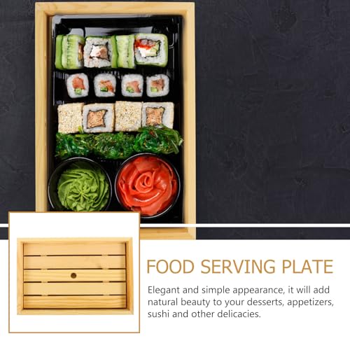 Plato de sushi pequeño de madera natural OSALADI miniatura 4