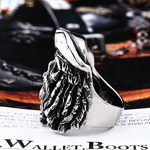 Image of Death Skull Ring for Men Stainless Steel Jewelry Biker Rings Scary Death Ring Skull for Gifts