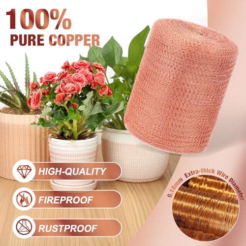 Image of Valchoose Copper Mesh Roll 5 inch x40FT - 100% Pure - Rustproof Rodent, Copper Wool Garden & Hole Filler Kit - Durable Fireproof Fabric Wire Mesh for Unwanted Guests