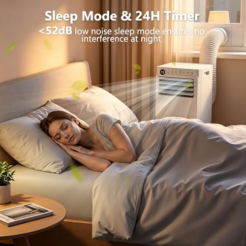 Image of Electactic 8000BTUs Portable Air Conditioner for Bedroom with Drainage-free Cooling, 4 in 1 AC Units Portable with Cool, Fan, Dehumidifier, Sleep, 24H Timer /Window Kits /Remote