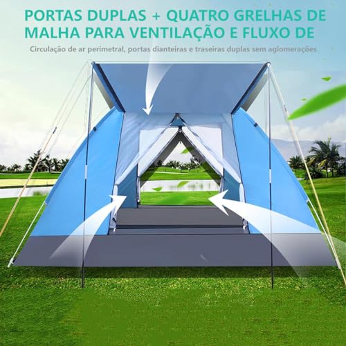 Barraca Camping para 4 Pessoas Tenda Acampamento Bolsa Azul