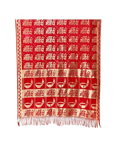 Jai Mata Di Stole- Stall Dupatta - Red Colour | Mata Rani Chunni | Length:- 1.90 Meter Width:- 26 Inch |