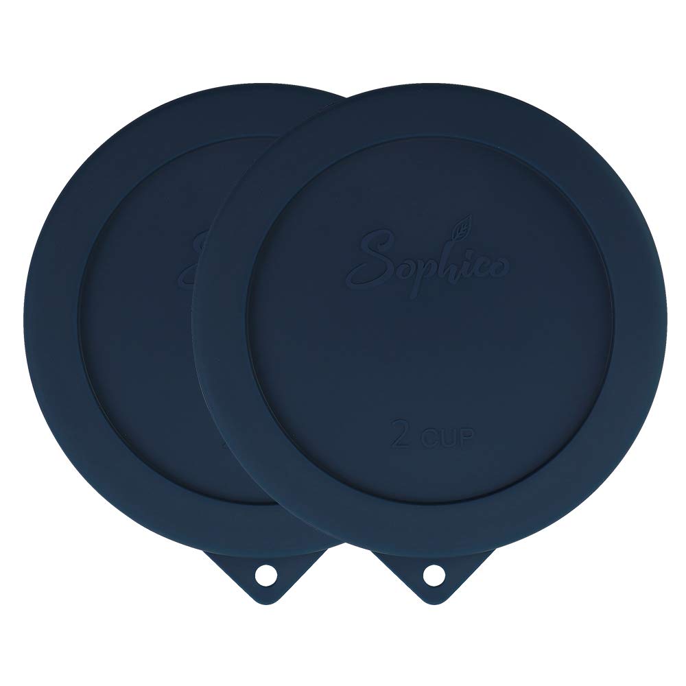 SOPHICO2 Cup Round Silicone Storage Cover Lids Replacement for Anchor Hocking and Pyrex 7200-PC Glass Bowls (Container not Included) | Navy Blue, 2 Pack |