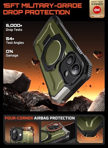 Image of SUPCASE for iPhone 17 Case with Stand & Camera Control Button, Green | Compatible with MagSafe, Military-Grade Drop Protection, Anti-Slip Grip, Heavy Duty Magnetic Phone Case, Unicorn Beetle Grip
