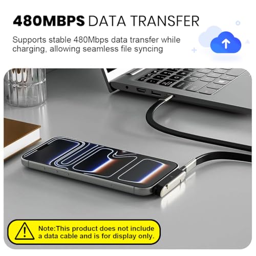 Image of Verilux 2 in 1 Type C Charging Adapter, 240W USB C Fast Charging Adapter with Phone Stand, Supports 480Mbps Data Sync, USB C Adapter with Angled Zinc Alloy Connectors