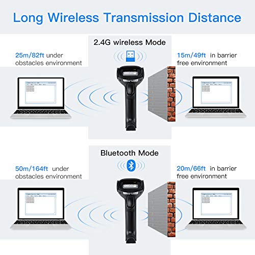 Eyoyo Wireless 2D Qr Barcode Scanner With Stand, Bluetooth & 2.4G Wireless & Usb Wired Handheld Barcode Reader With 1D 2D Screen Scanning Auto Sensing Connect Smart Phone Tablet Pc #TOP5