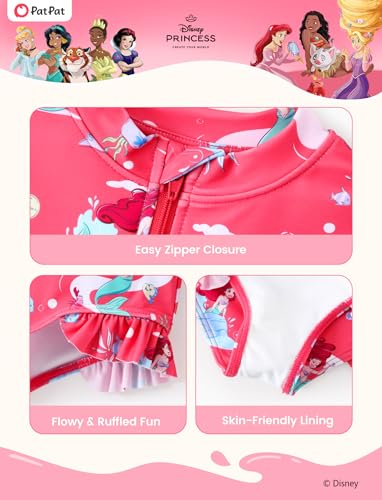 Image of Disney Frozen Stitch Princess Minnie Mouse Girls Swimsuit Long Sleeve Rashguard UPF 50 One Piece Bathing Suit Size 3M-13Y