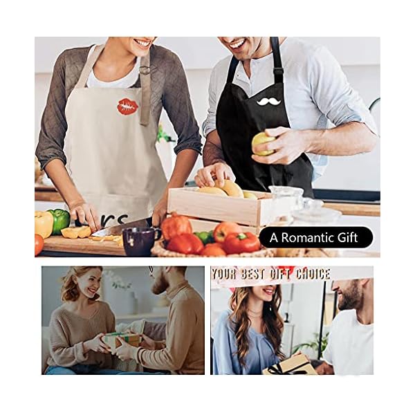 Paquete De 2 Delantales De Cocina Con Banda Para El Cuello Ajustable E Impermeable Y 2 Bolsillos, Delantal De Cocina… - Imagen 3