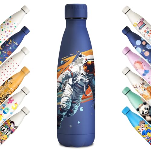 KollyKolla Botella Termica Niños, Botella Agua 500ml, Impresión 3D Termo, Botella Acero Inoxidable Sin BPA, Botella Térmica, Botella de Agua para Viaje, Escuela, Deportiva, Oficina, Hogar