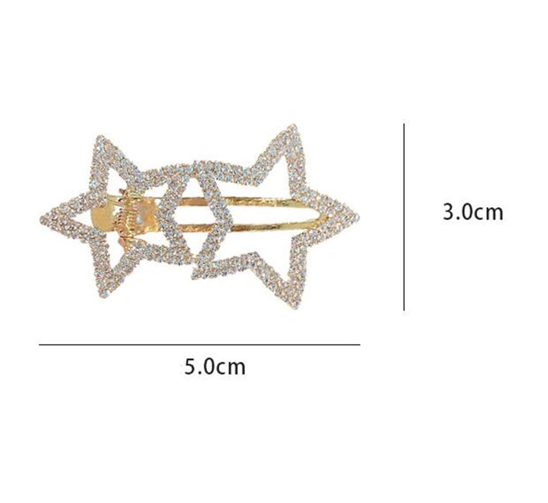 Star Rhinestone Bangs Side Clip Five Pointed Stars Full of Diamond Duck Clip Hairpin Rhinestone Non-Slip Hair Clip Hair Accessory for Girls and Women - Image 4
