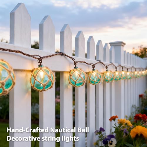 Decorative String Lights Plug in with 10 Incandescent Bulbs, Nautical Fishing Float String Lights Connectable Weatherproof for Indoor Home Tiki Bar Decor and Outdoor Patio Decorations (Aqua Blue) - Image 2