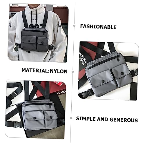 Chaleco bolsa de cofre Yardwe de nylon negro con soporte ajustable para teléfono móvil 7