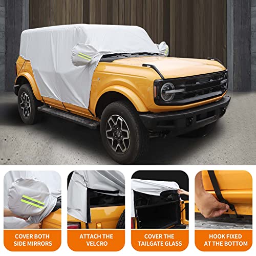 Image of Car Cover for Ford Bronco 4 Door 2021 2022 2023 Windproof Dustproof Scratch Resistant Outdoor UV Protection Auto Rain Sunshade Exterior Cover Accessories