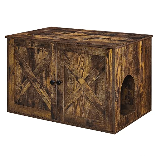 Feandrea Cat Litter Box Enclosure, Litter Box Furniture Hidden with Removable Divider, Indoor Cat House, End Table, 31.5…