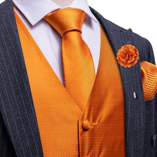 Men's 6PCS Vest Tie Set Business/Leisure Silk Paisley Suit Waistcoat with Handkerchief Clip Pin for Wedding Party4