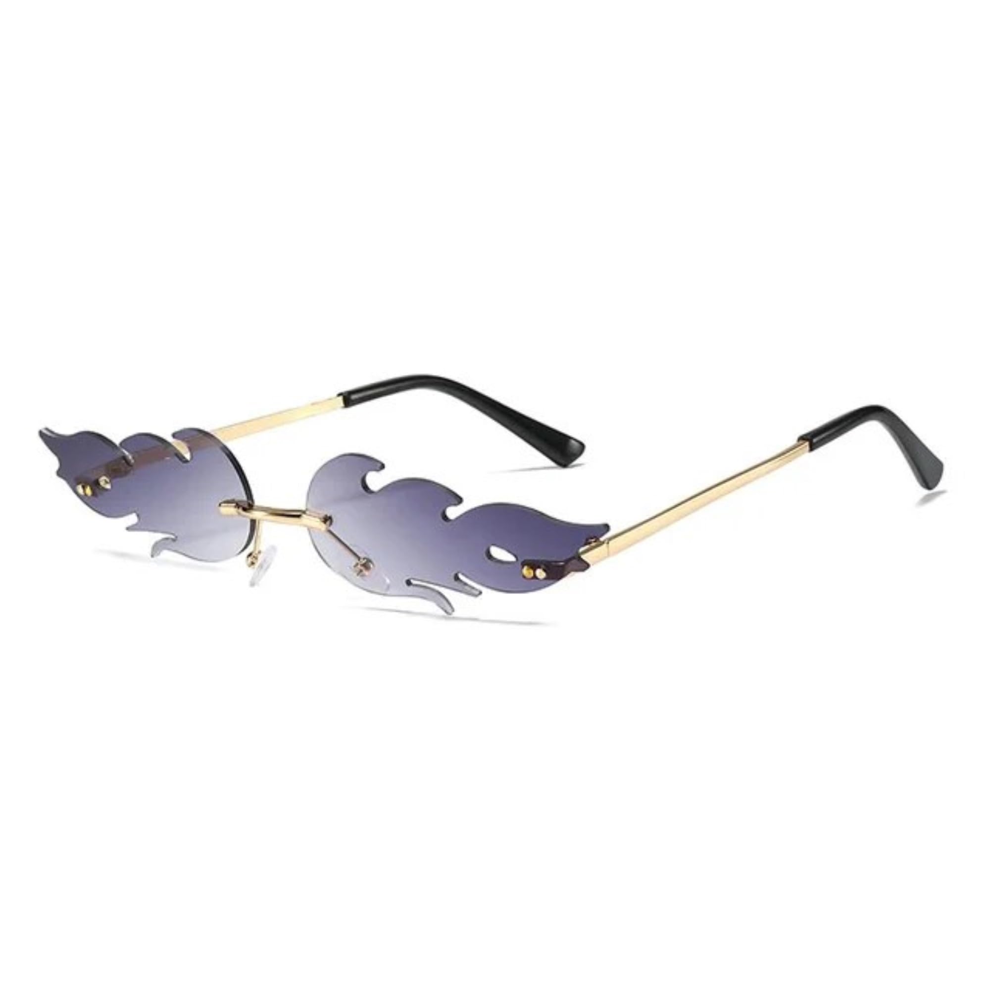 By Visions India Retro Vintage Fire Design Rimless Flame Abstract Unisex Non-Polarized Sunglasses Uv400 Protected (168)-image-24