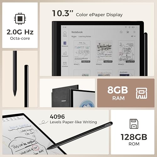Image of Musnap Aura C 10.3 inch E Ink Color Display Paper Tablet Supports 3rd-Party apps,8GB+128GB ePaper Notebook with Stylus Pen,2-in-1 Color ePaper Tablet & eBook Reader,Long Battery Life for Meetings&Reading