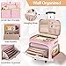 Prokva Rolling Scrapbook Bag, Scrapbook Storage Tote Bag with Wheels, Craft Cart Organizer with Detachable Trolley, Art Supplies Organizer Bag for Artist Crafter Teacher, Pink(Patent Design)