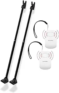 SECURITYMAN 2-in-1 Door Security Bar (2 Pack - Black) & Door Handle Alarm (2 Pack) – Heavy-Duty Iron Door Jammer & 130dB Vibration-Triggered Portable Alarm for Home, Travel, and Hotel Security