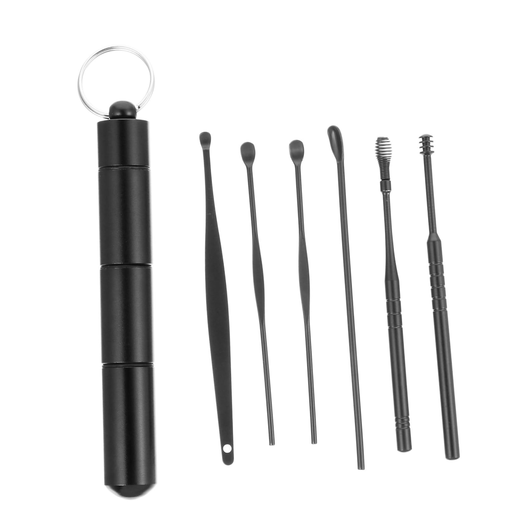 Didiseaon 6pcs Earwax Removal Set Spiral Ear Scoop Stainless Steel Non-Slip Handle Stylish for Daily Use and Travel