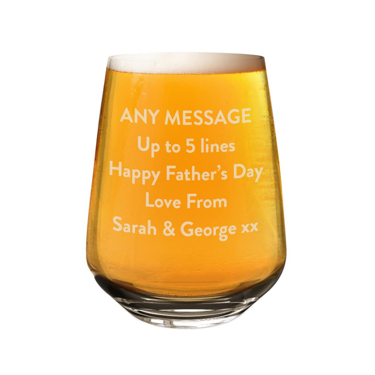 Personalised Craft Beer Wine GinGlass Tumbler 2/3 Pint 470ml Name Initials Any Message 5 Lines Fathers Day Birthday Stag Do Wedding Anniversary Custom