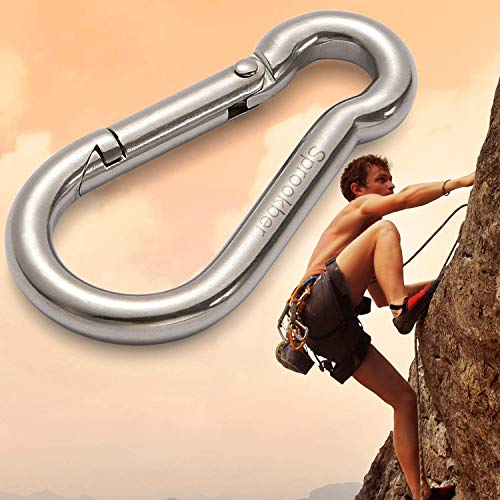 Image of SKMT Never Lose Until You Win Snap Hook Lock, Outdoor Sports Carabiner snap Spring Clips Hook (8MM Pack of 2)