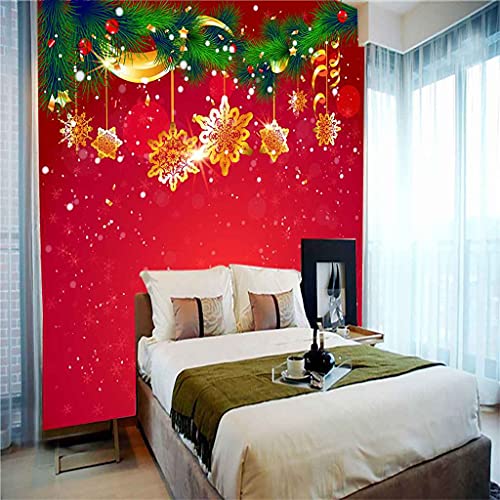 Papier peint Noël rouge 3D pour relooker un mur sans colle